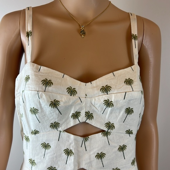 Farm Rio Sleeveless Ruffle Hem Tropical Linen Maxi Dress - Picture 9 of 15